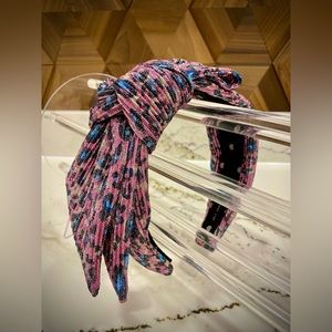 LELE SADOUGHI - Pink Leopard Shimmer Holly Bow Headband
